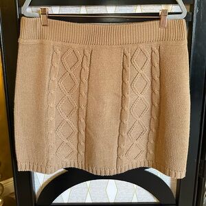 Extra Touch Camel Cable Knit Pull On Sweater Skirt.